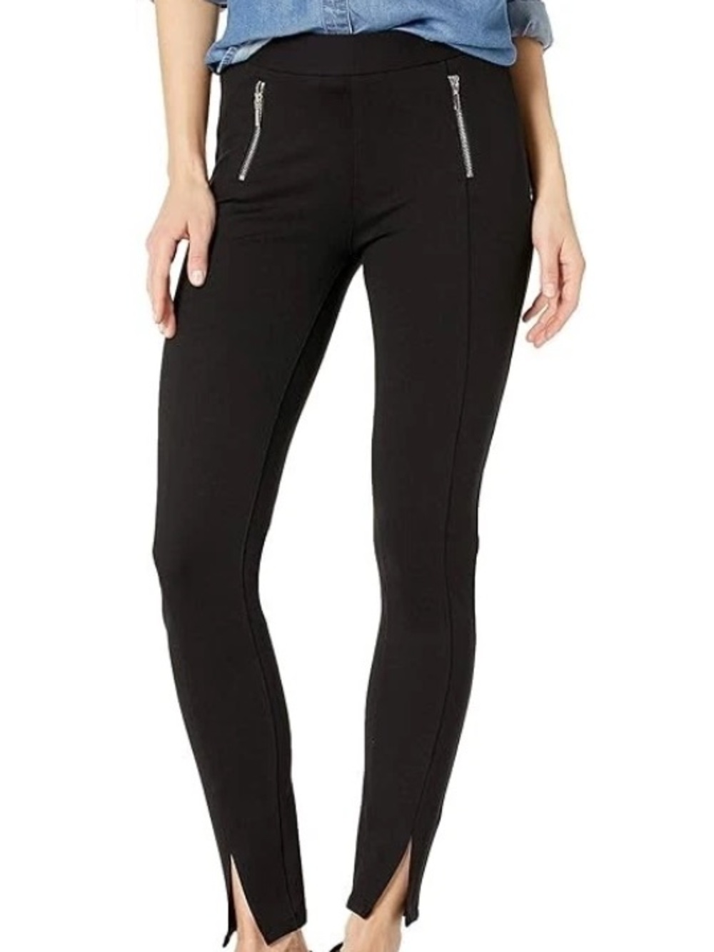 PAIGE Black Skinny Ponte Pants with Ankle Slits